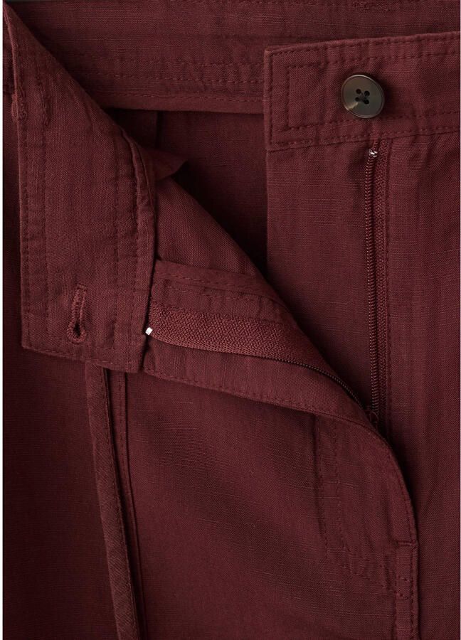 Mango wide leg regular waist broek donkerrood - Foto 2