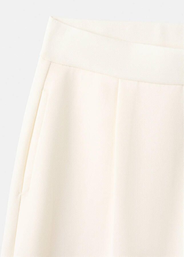 Mango wide leg regular waist broek ecru - Foto 3