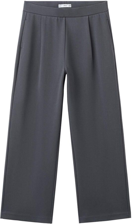 Mango wide leg regular waist broek grijs - Foto 3