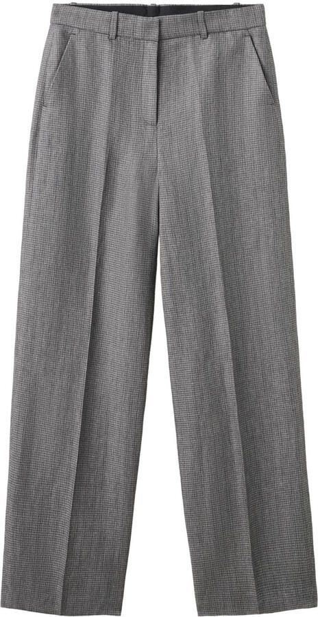 Mango wide leg regular waist broek grijs