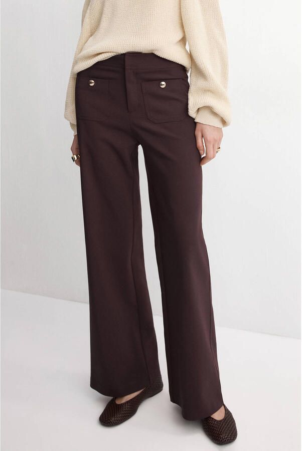 Mango wide leg regular waist broek - Foto 3