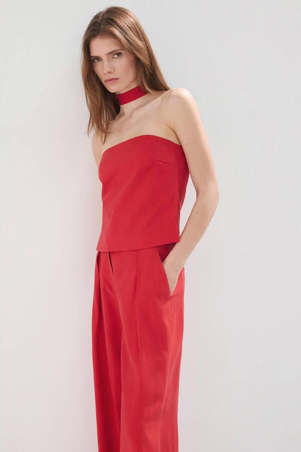 Mango wide leg regular waist broek - Foto 3