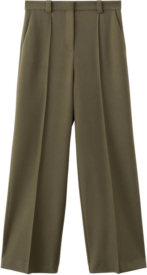 Mango wide leg regular waist broek kaki - Foto 3