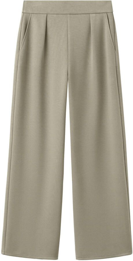 Mango wide leg regular waist broek kaki - Foto 3