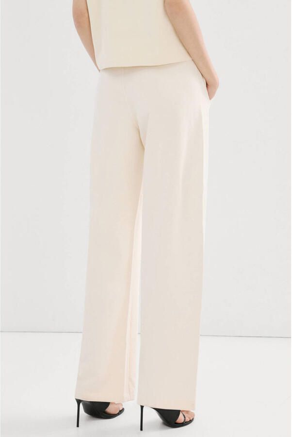Mango wide leg regular waist broek lichtgeel