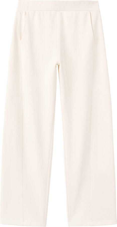 Mango wide leg regular waist broek lichtgeel - Foto 3