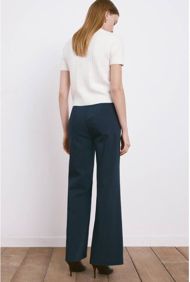 Mango wide leg regular waist broek marineblauw - Foto 2