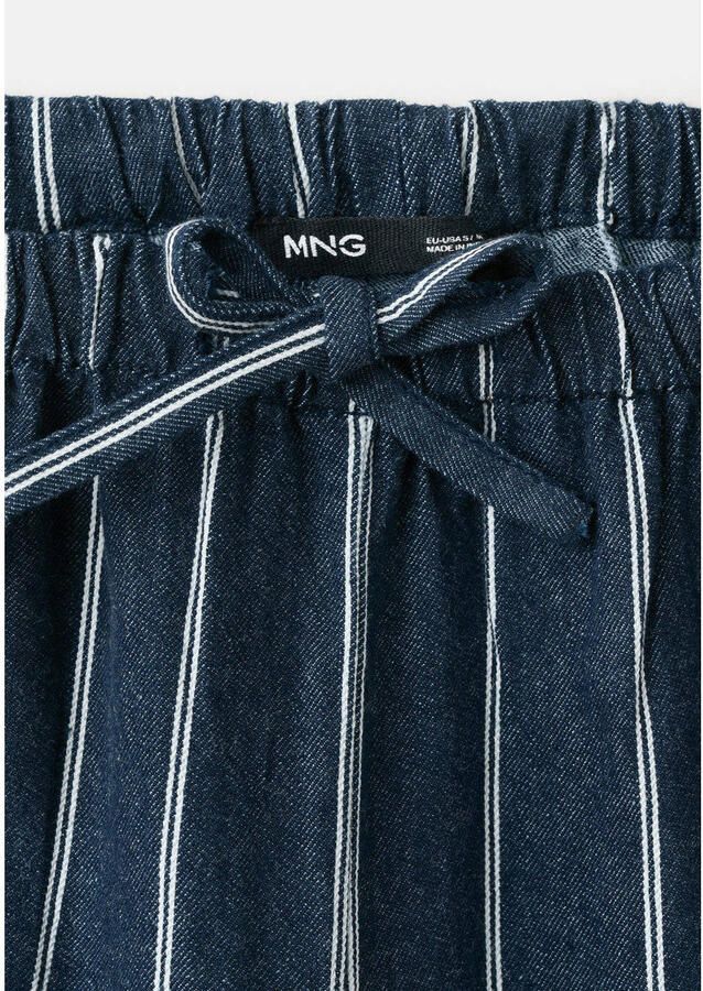 Mango wide leg regular waist broek met krijtstreep dark blue denim - Foto 3