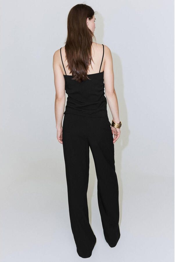 Mango wide leg regular waist broek zwart - Foto 2