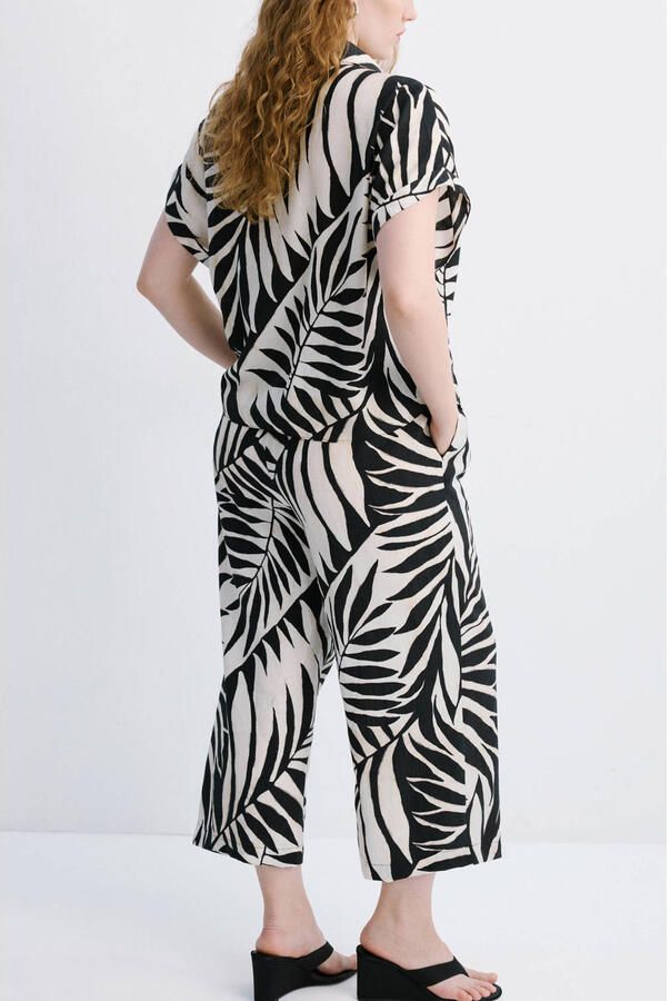 Mango wide leg regular waist broek zwart - Foto 2