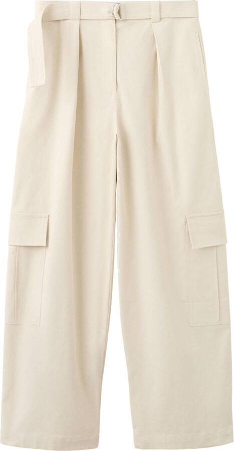 Mango wide leg regular waist cargobroek beige
