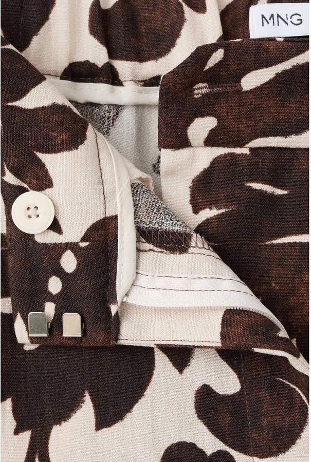 Mango wide leg regular waist gebloemde broek bruin - Foto 2