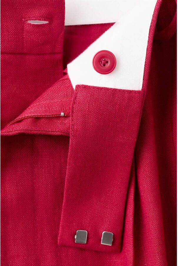 Mango wide leg regular waist pantalon met linnen rood - Foto 3