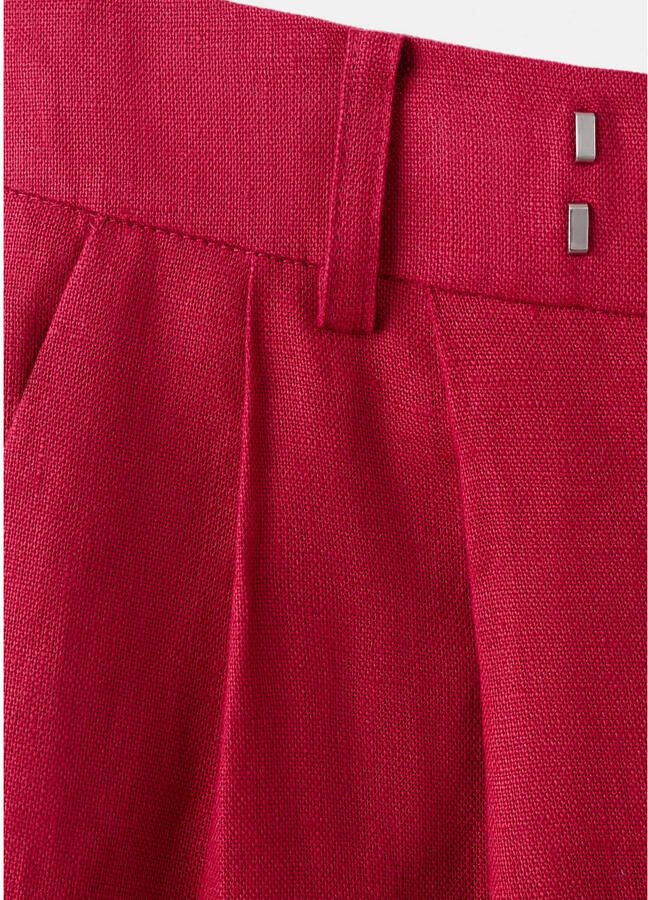 Mango wide leg regular waist pantalon met linnen rood - Foto 2