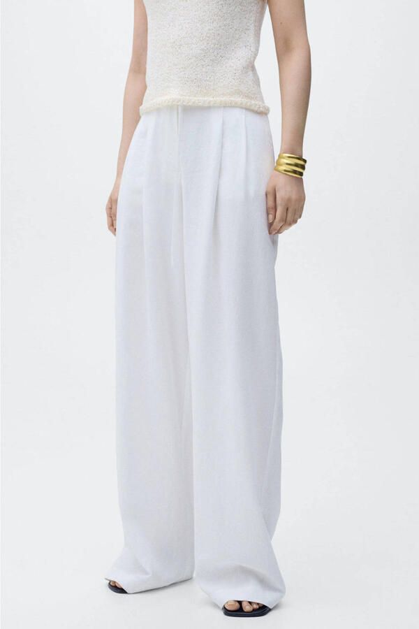 Mango wide leg regular waist pantalon wit