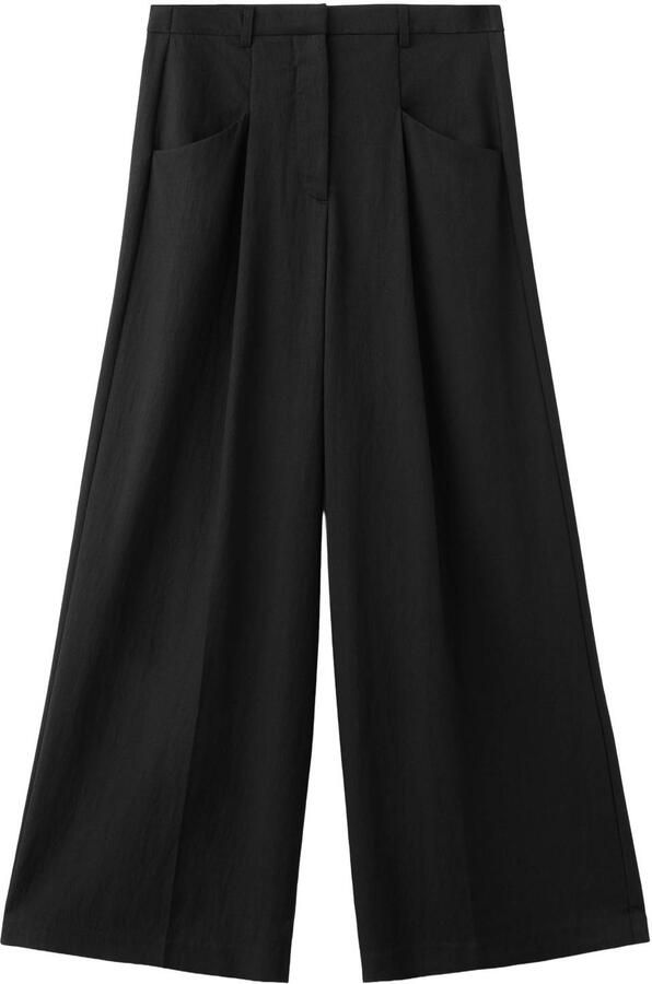 Mango wide leg regular waist pantalon zwart - Foto 3