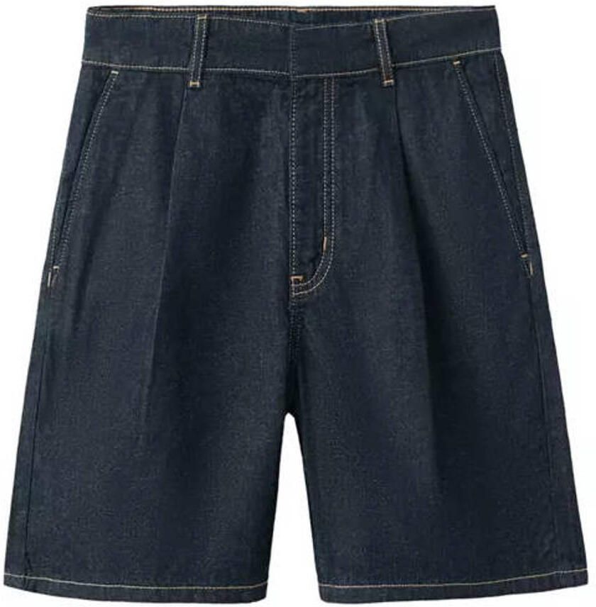 Mango wide leg regular waist short dark blue denim - Foto 2