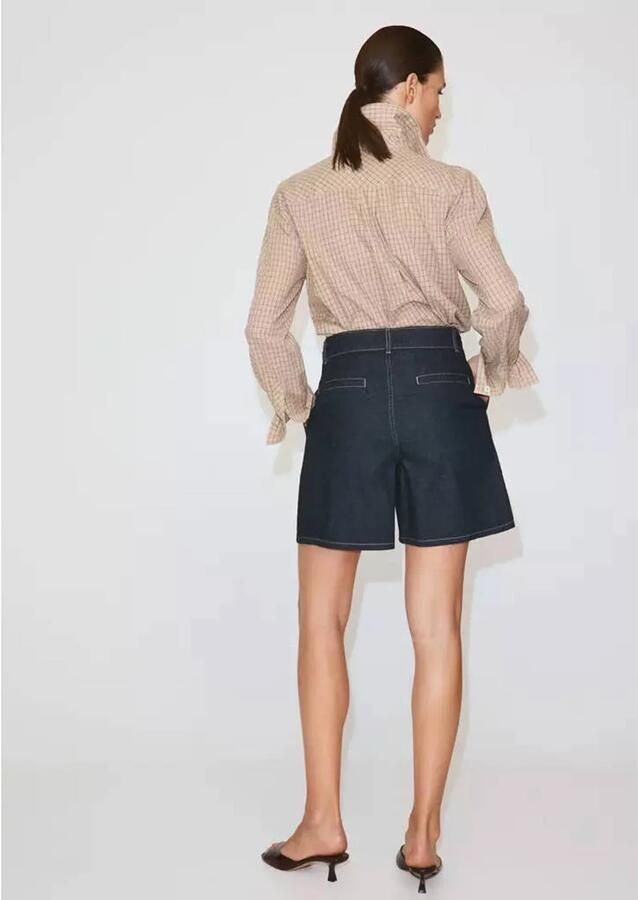 Mango wide leg regular waist short dark blue denim - Foto 3