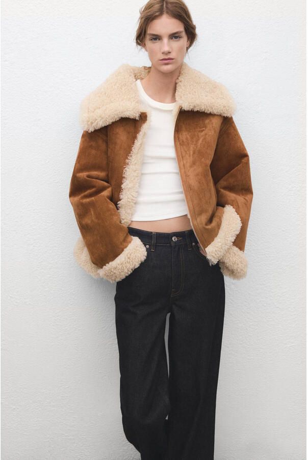 Mango winterjas bruin