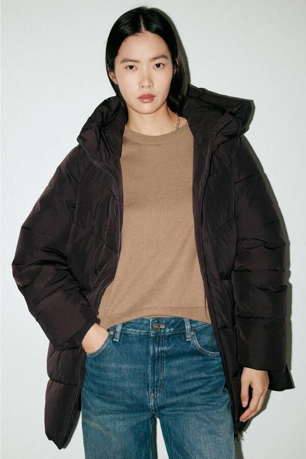 Mango winterjas bruin