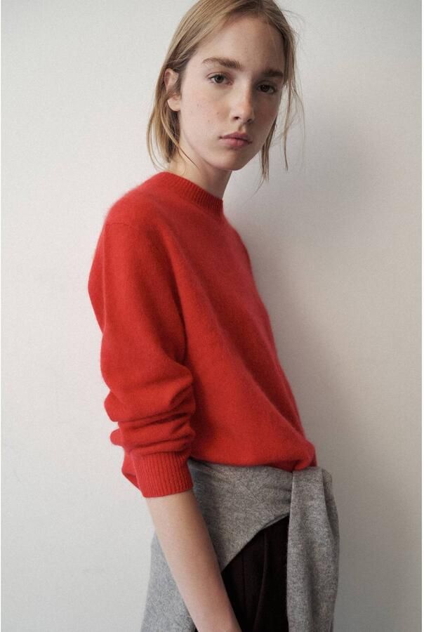 Mango wollen gebreide trui rood