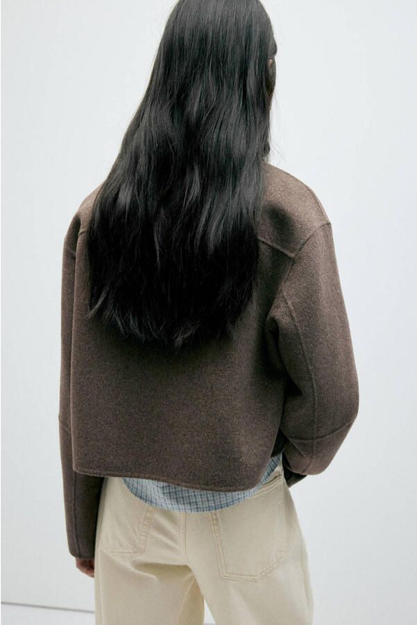 Mango wollen jas bruin - Foto 3