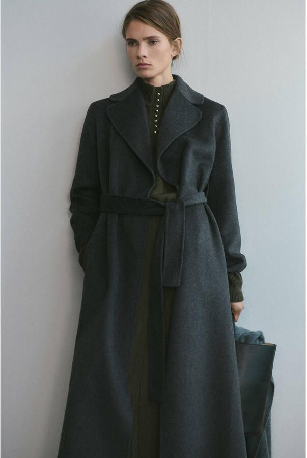 Mango wollen trenchcoat grijs - Foto 2