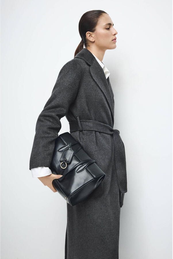 Mango wollen trenchcoat grijs - Foto 3