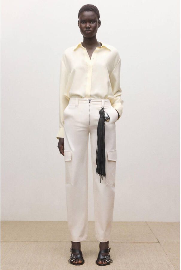 Mango zijden blouse lichtgeel