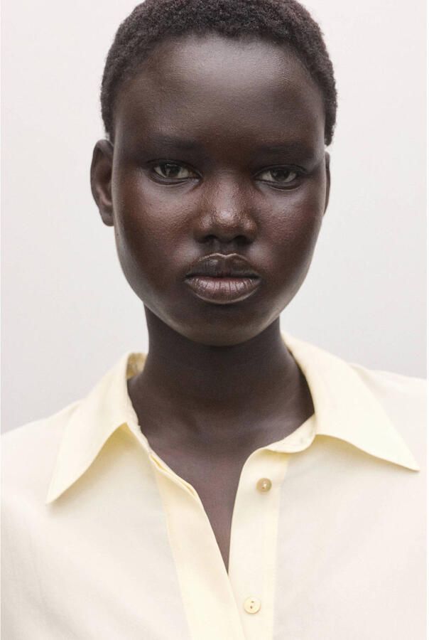 Mango zijden blouse lichtgeel - Foto 2