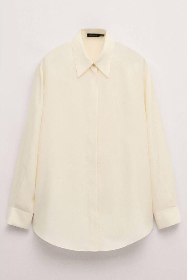 Mango zijden blouse lichtgeel - Foto 3