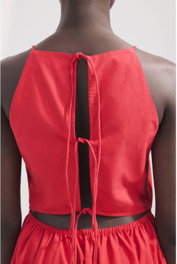 Mango zomerjurk broderie rood - Foto 3