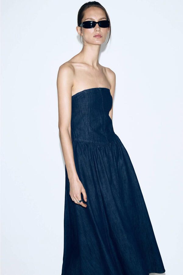 Mango zomerjurk dark blue denim