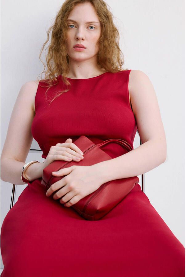 Mango zomerjurk fijn gebreid rood - Foto 2