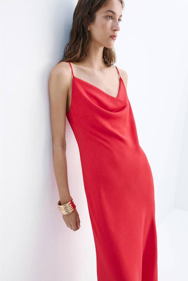 Mango zomerjurk met open rug rood