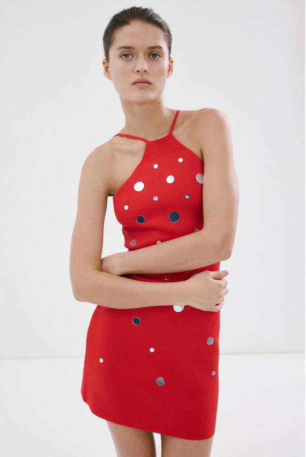 Mango zomerjurk met pailletten rood