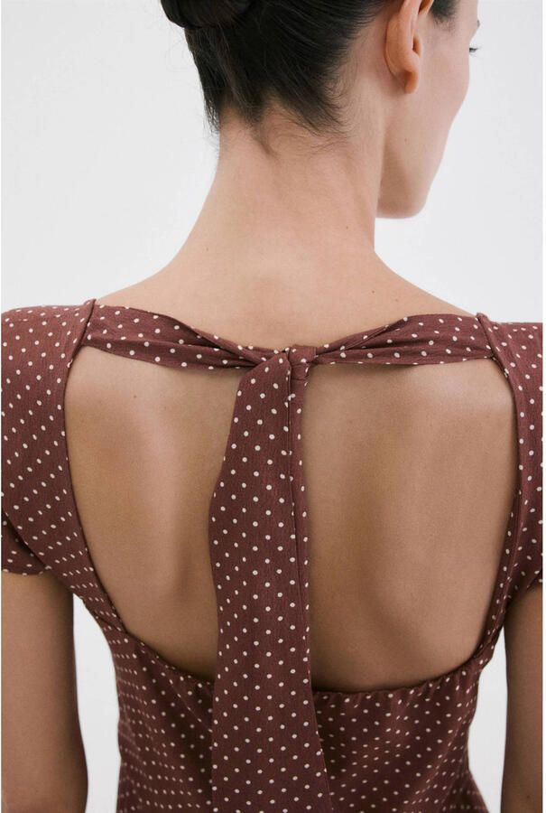 Mango zomerjurk met stippen bruin - Foto 2