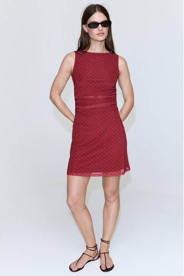 Mango zomerjurk met stippen rood