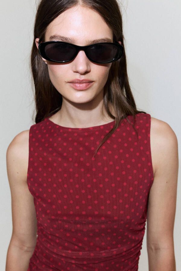 Mango zomerjurk met stippen rood - Foto 3