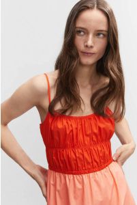 Mango maxi A-lijn jurk met volant roze oranje rood