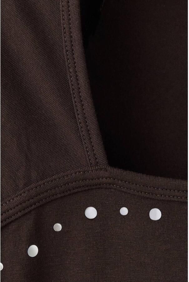 MANGO TEEN aansluitend T-shirt met studs bruin Meisjes Stretchkatoen Vierkante hals maat 152(XXS) - Foto 2