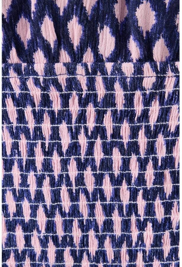 MANGO TEEN aansluitende cropped blousetop met smockwerk en print roze blauw - Foto 2