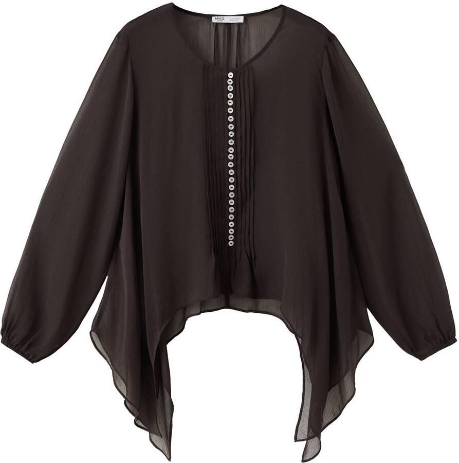 MANGO TEEN blouse bruin Meisjes Polyester Ronde hals Effen maat 152(XXS)
