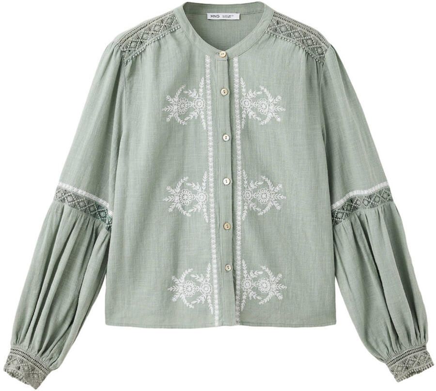 MANGO TEEN blouse met borduursels groen
