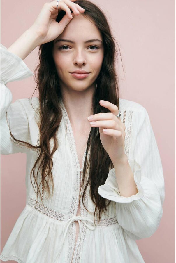 MANGO TEEN blouse met peplum ecru - Foto 3