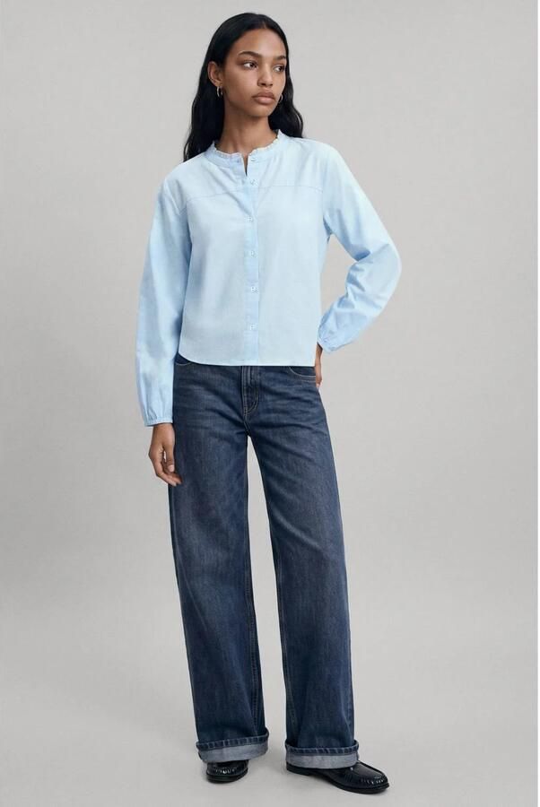 MANGO TEEN blouse met ruches lichtblauw - Foto 2