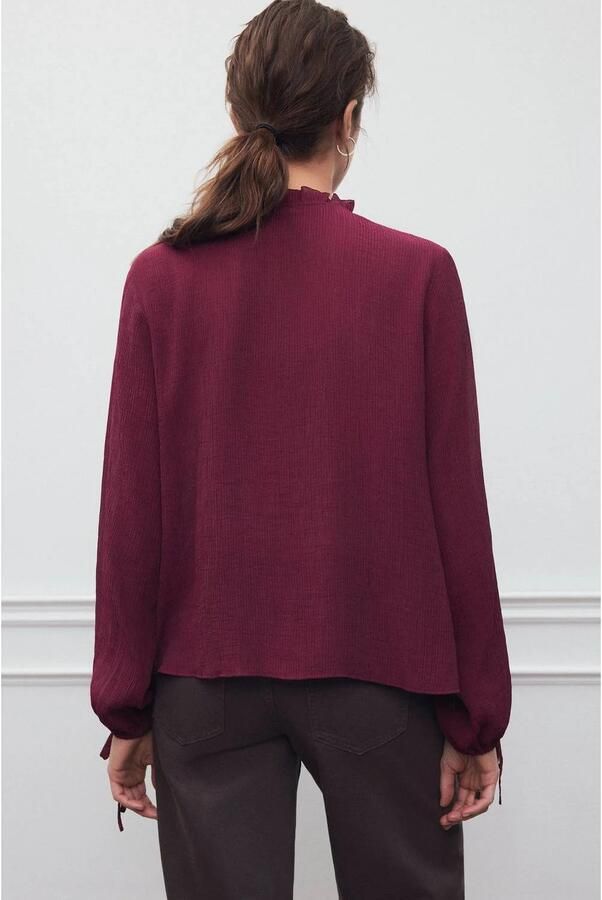 MANGO TEEN blouse met ruches paars Meisjes Viscose V-hals Effen maat 158(XS) - Foto 3