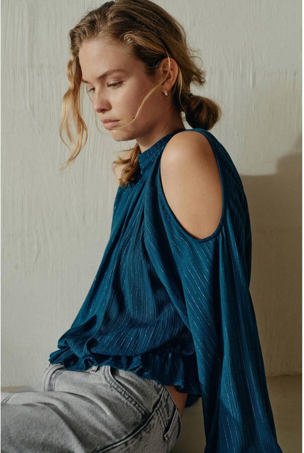 MANGO TEEN blousetop met glitters blauw - Foto 2