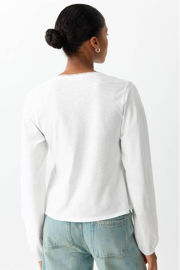 MANGO TEEN blousetop met plooien naturel wit - Foto 2