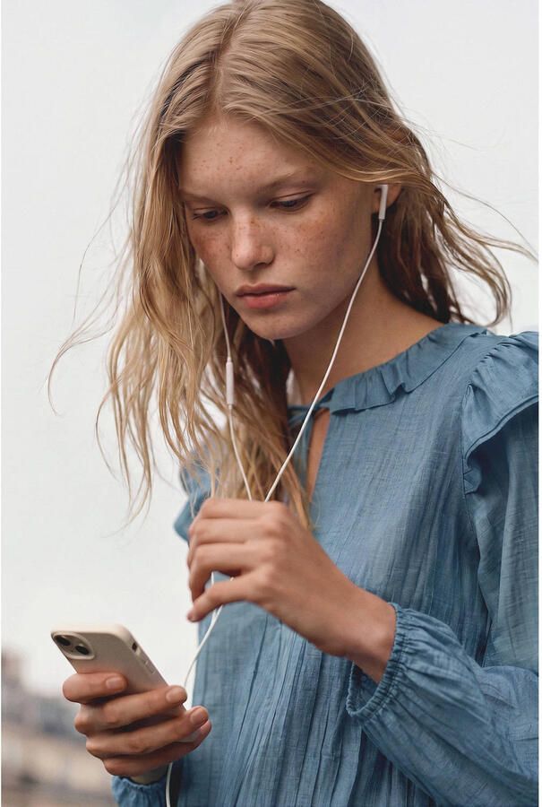 MANGO TEEN blousetop met ruches blauw - Foto 2